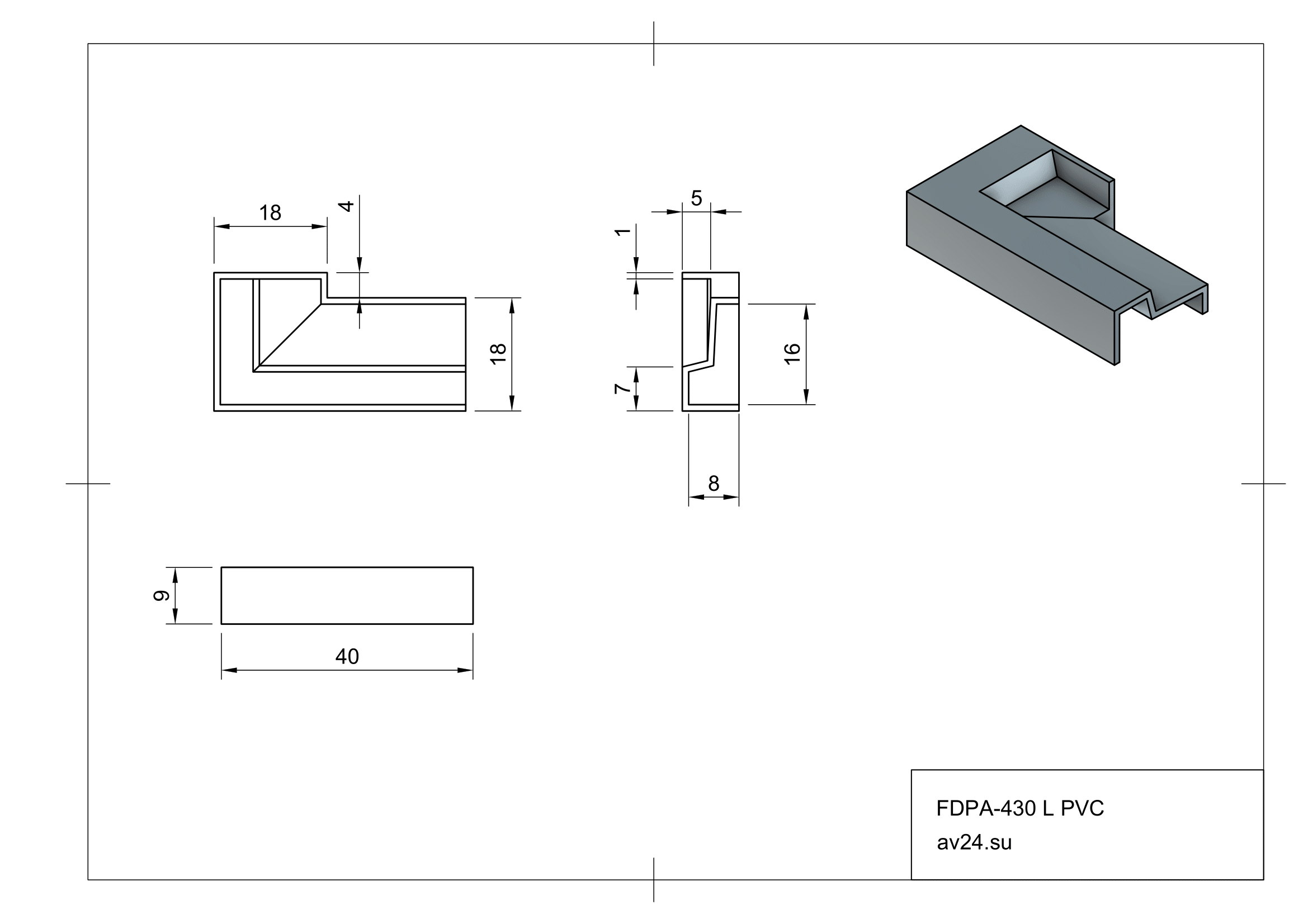 Чертеж заглушки для порога FDPA-430L