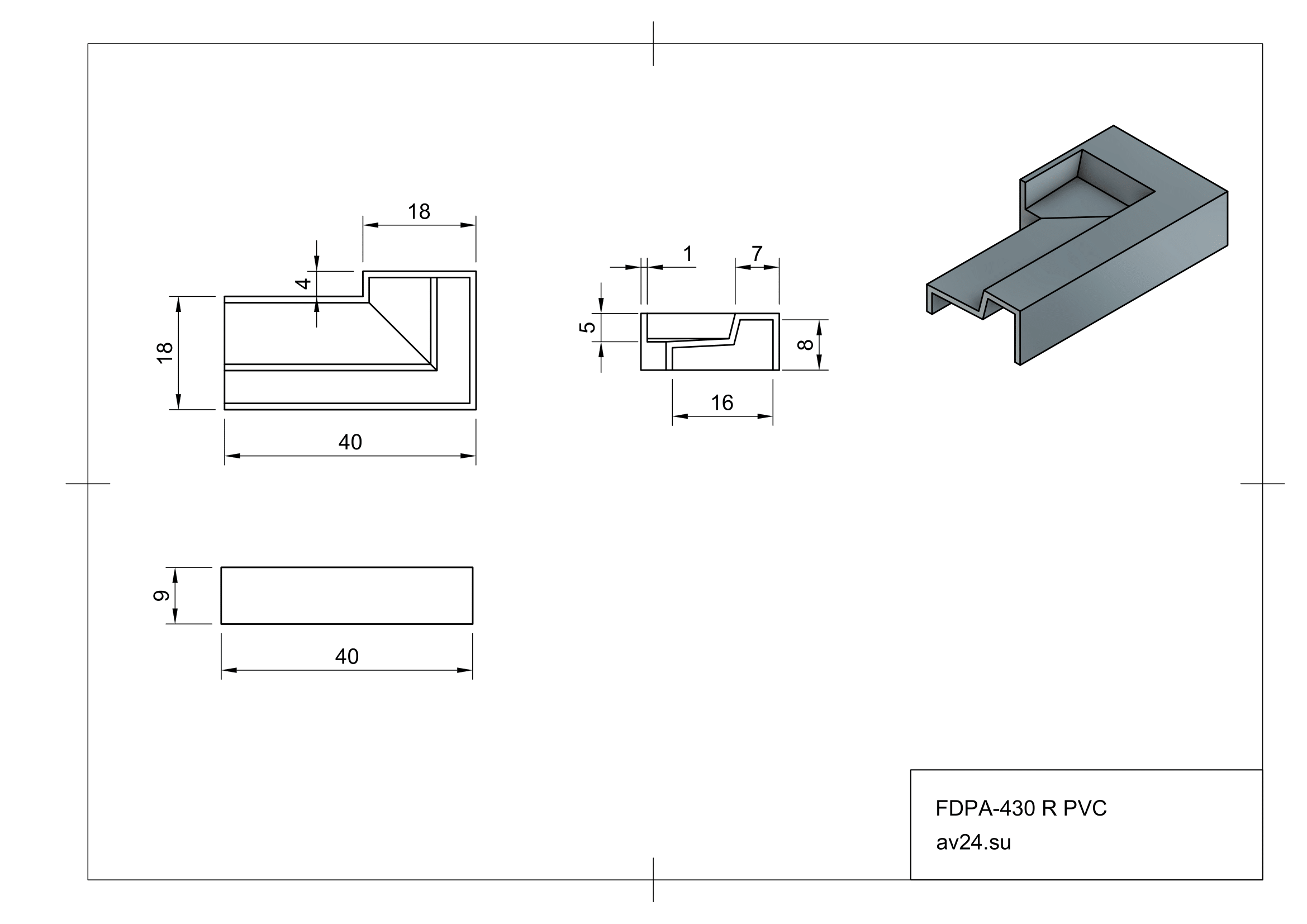 Чертеж заглушки для порога FDPA-430R