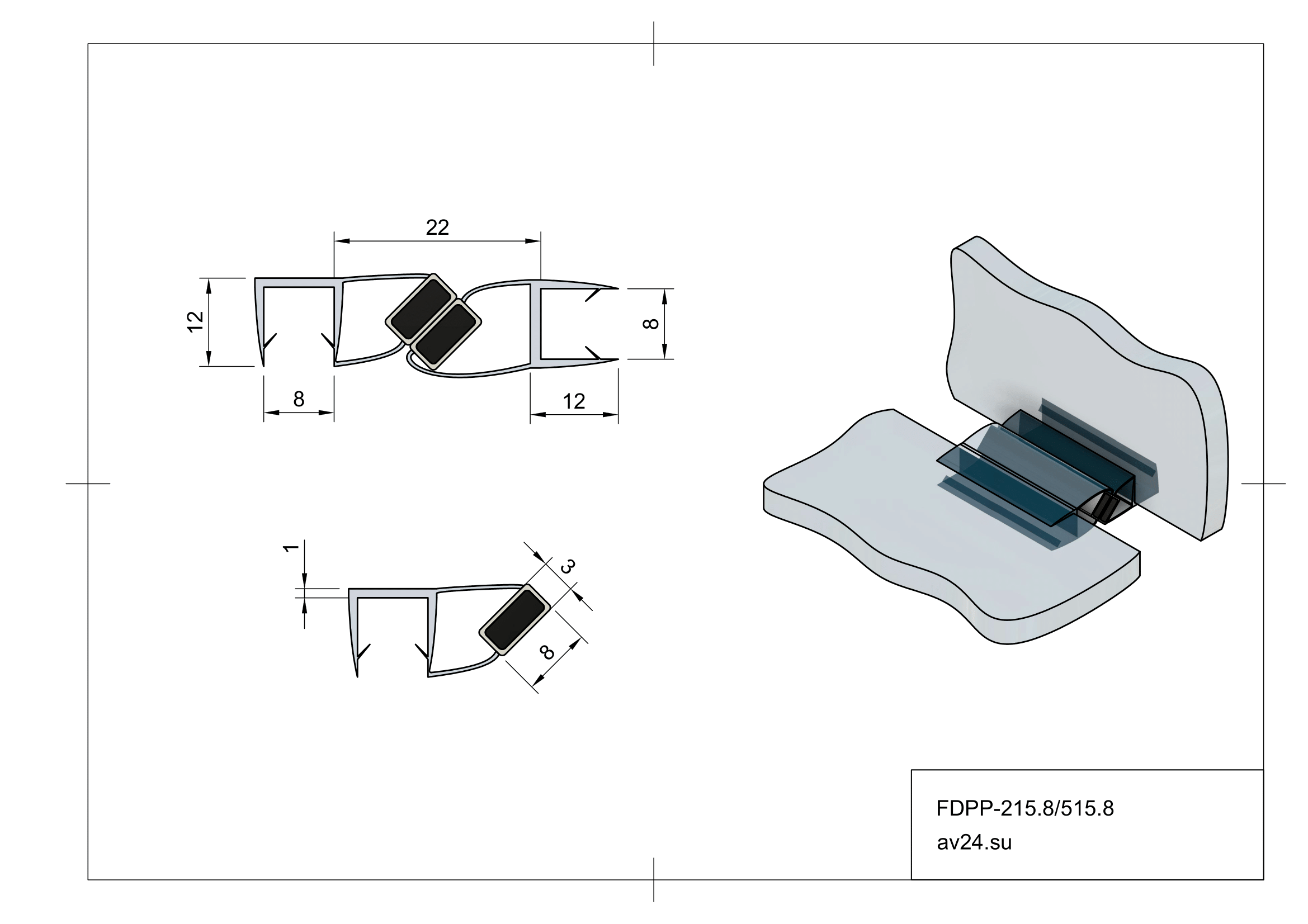 Чертеж уплотнителя для душевых FDPP-215.8