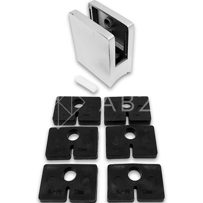 Крепление стекла FKK-81, 45х45х26 к круглой трубе Ø38 литое, нержавейка/матовый