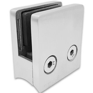 Крепление стекла FKK-81, 45х45х26 к круглой трубе Ø38 литое, нержавейка/матовый