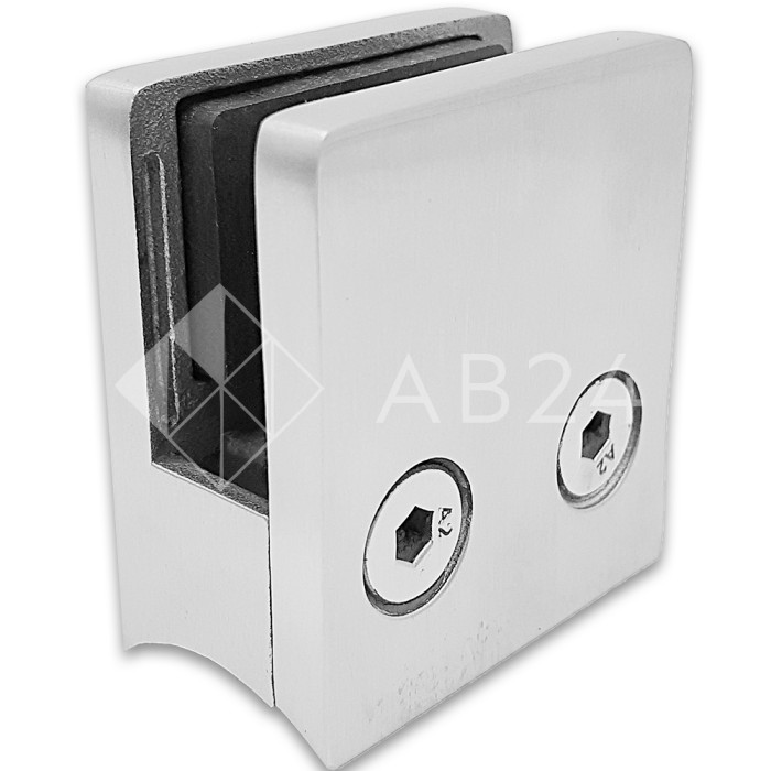 Крепление стекла FKK-81, 45х45х26 к круглой трубе Ø38 литое, нержавейка/матовый