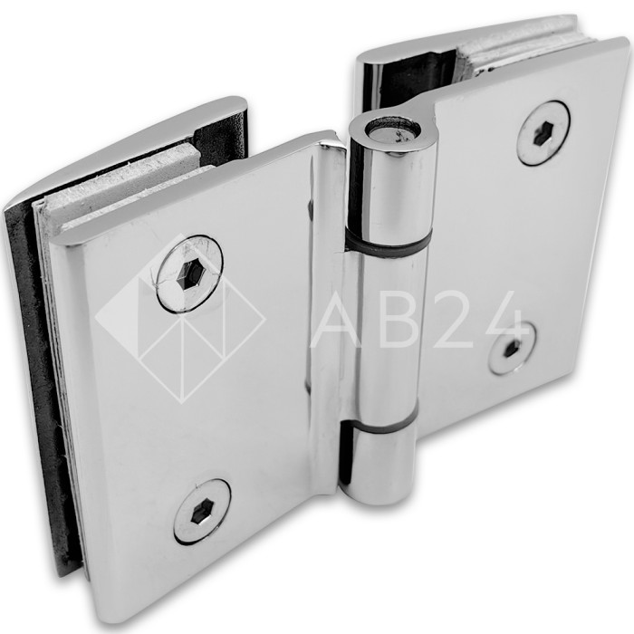 Петля Европа FDP-117 с обратной осью стекло-стекло 180° без крышек, нержавейка/полированный