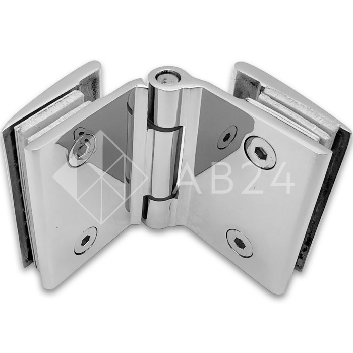 Петля Европа FDP-117 с обратной осью стекло-стекло 180° без крышек, нержавейка/полированный