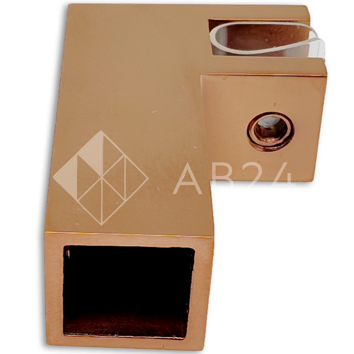 Держатель стекла FDC-61, 15х15 торцевой 90°, нержавейка/розовое золото