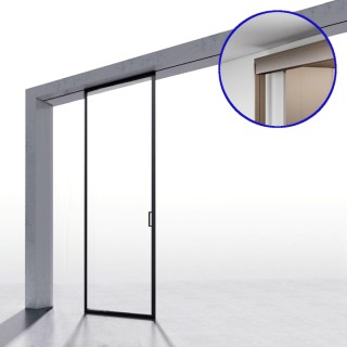 Комплект раздвижной системы Диона DSK-190.1.3 AL/BL на 1 дверь (1+0) крепление на стену, алюминий/черный