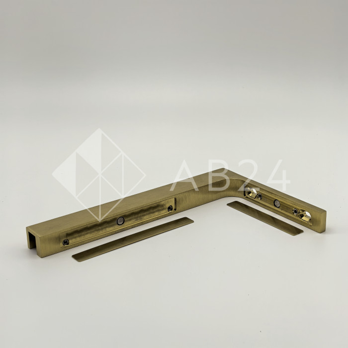 Угловой стабилизатор Диор FDK-5L стена-стекло 90˚ левый, нержавейка/брашированное золото