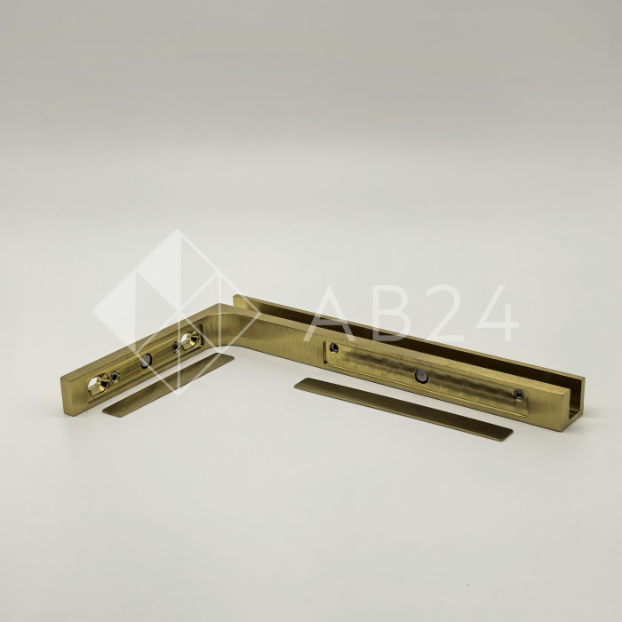 Угловой стабилизатор Диор FDK-5L стена-стекло 90˚ левый, нержавейка/брашированное золото