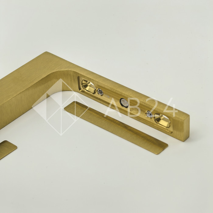 Угловой стабилизатор Диор FDK-5L стена-стекло 90˚ левый, нержавейка/брашированное золото