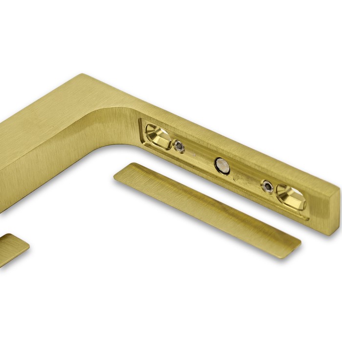 Угловой стабилизатор Диор FDK-5L стена-стекло 90˚ левый, нержавейка/брашированное золото