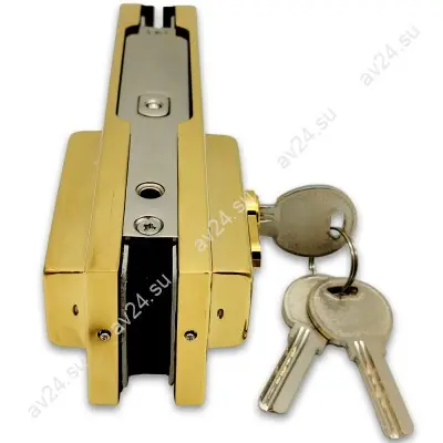 Замок FKZ-30 с овальным ригелем ключ/ключ, нержавейка/золото