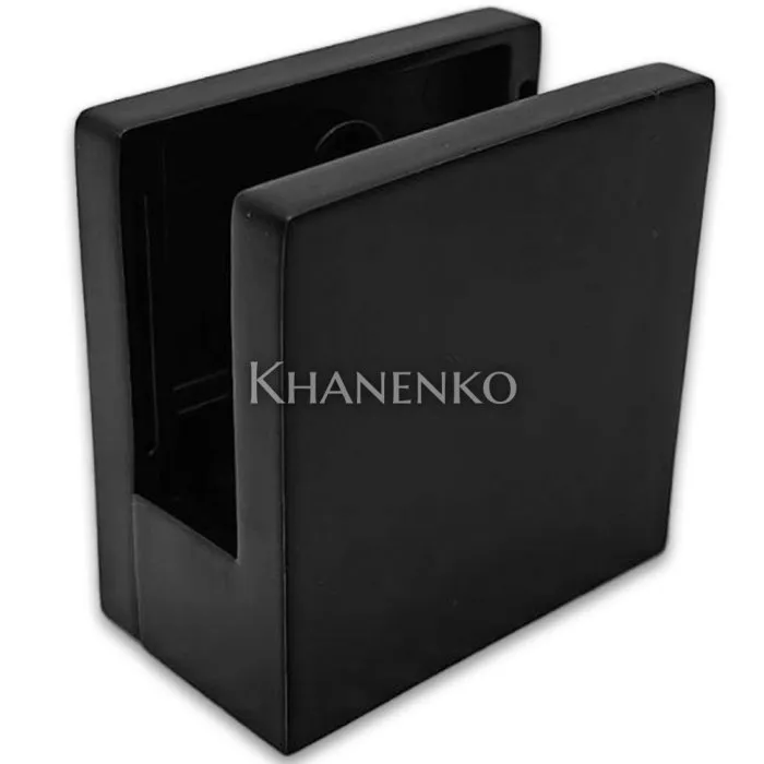 Крепление стекла FKK-83, 45х45х26 к плоской трубе или полу, литое, нержавейка/черный