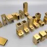 Держатель стекла FDC-55 сквозной 15х15 горизонтальный, нержавейка/брашированное золото