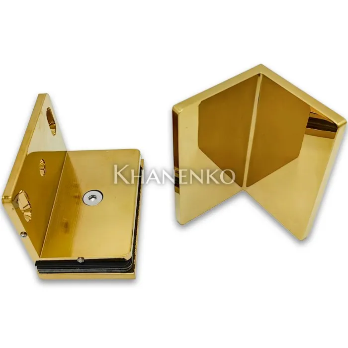 Коннектор для стекла Пегас FDK-131, стекло-стена 90°, 90х55 мм, латунь/золото