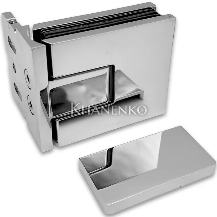 Петля Сирена FDP-210 стена-стекло 90° с крышками с бок. креплением, латунь/хром