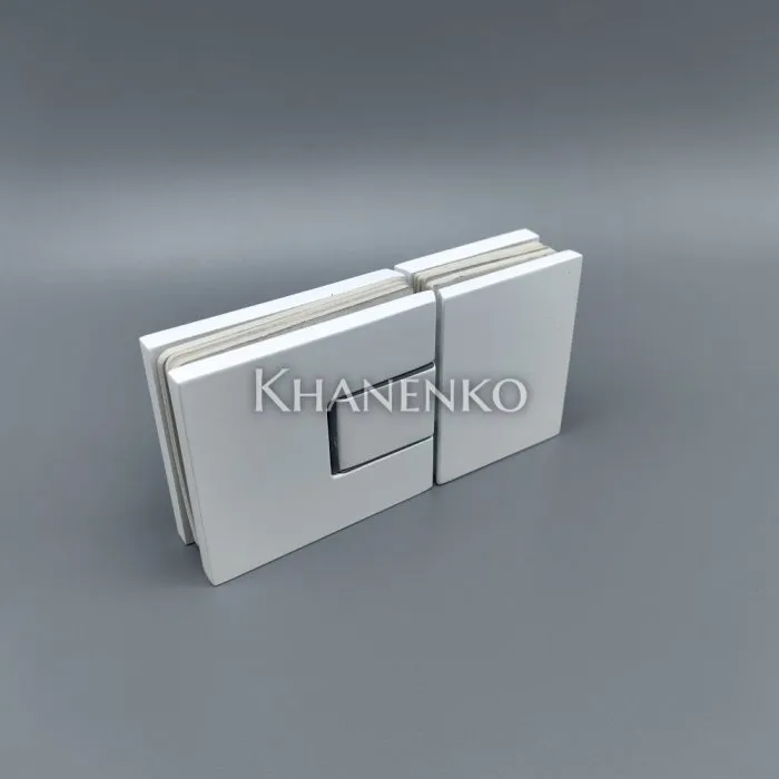 Петля Сирена FDP-212 стекло-стекло 180° с крышками, латунь/белый