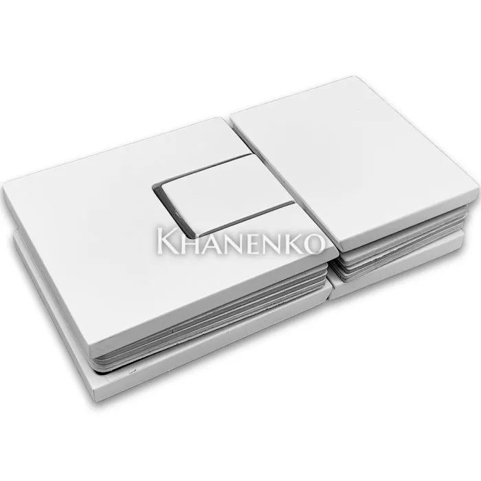 Петля Сирена FDP-212 стекло-стекло 180° с крышками, латунь/белый