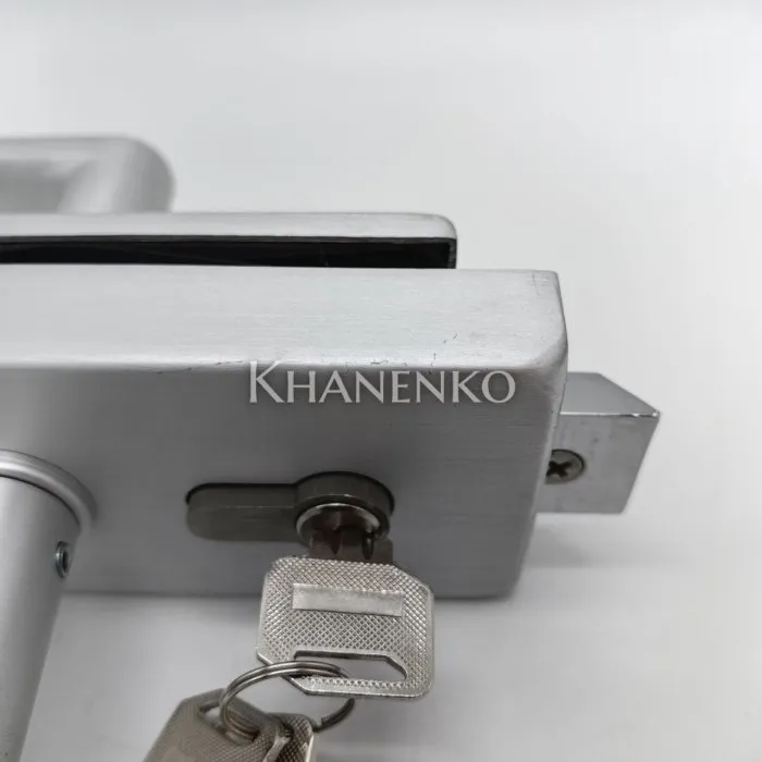 Замок FMZ-33 для межкомнатной двери из стекла ключ/ключ, с притвором, алюминий/анодированный
