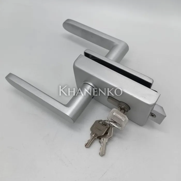 Замок FMZ-33 для межкомнатной двери из стекла ключ/ключ, с притвором, алюминий/анодированный