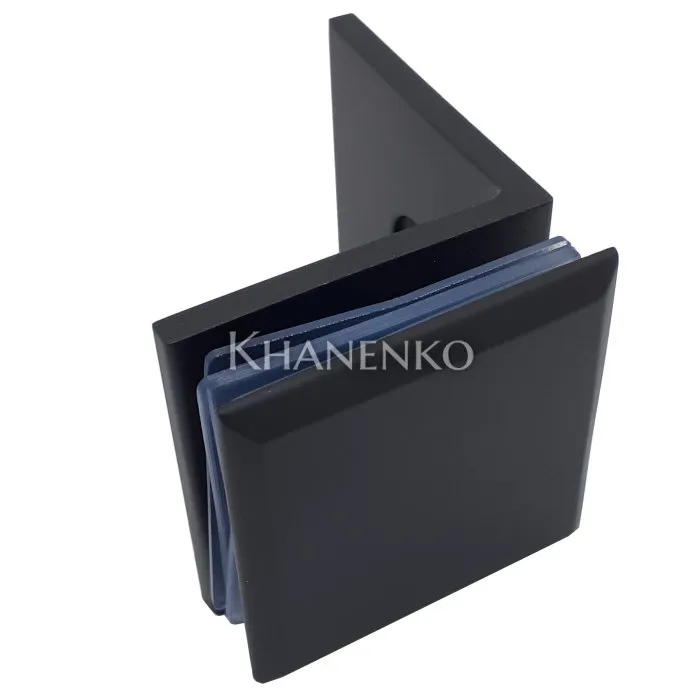 Коннектор для стекла Бета β FDK-23, стена-стекло 90° с пластиной, цинк/черный