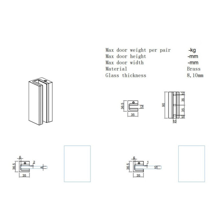 Коннектор Валевс FDK-160 стена-стекло 90°, латунь/черный