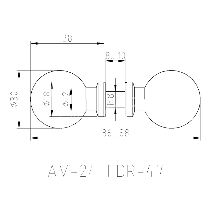 Ручка кноб FDR-47, латунь/черный
