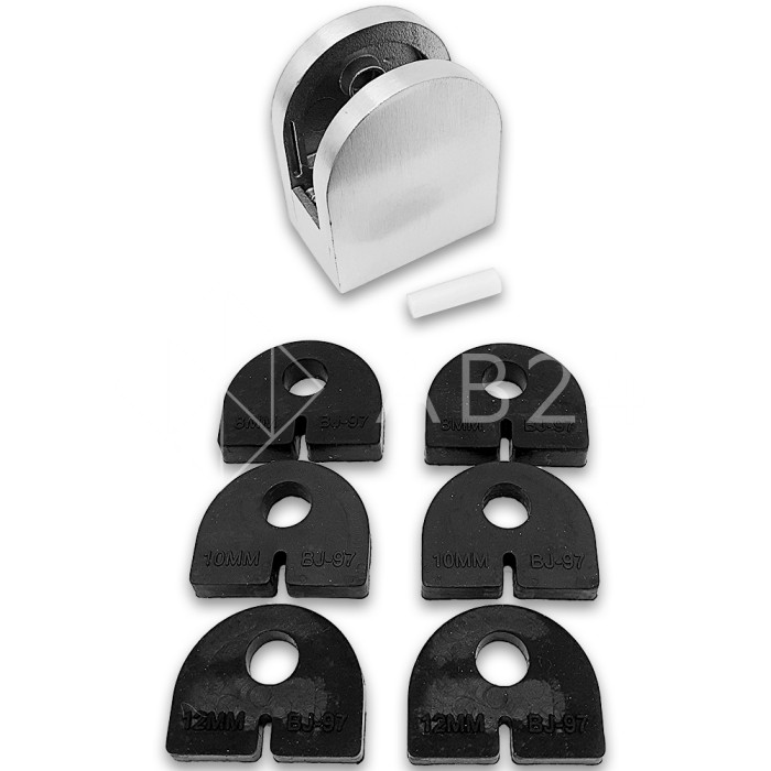 Крепление стекла FKK-82, 46х40х25 к плоской трубе или полу, литое, нержавейка/матовый