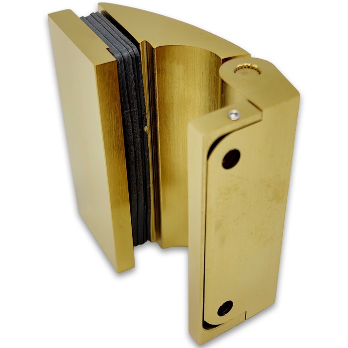 Петля Европа FDP-112 стена-стекло 90° с крышками, латунь/брашированное золото