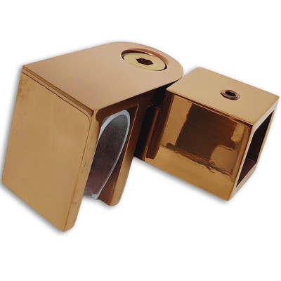 Держатель стекла FDC-50, 15х15 торцевой 0°-180°, нержавейка/розовое золото