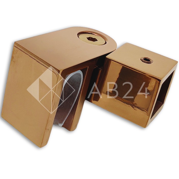 Держатель стекла FDC-50, 15х15 торцевой 0°-180°, нержавейка/розовое золото