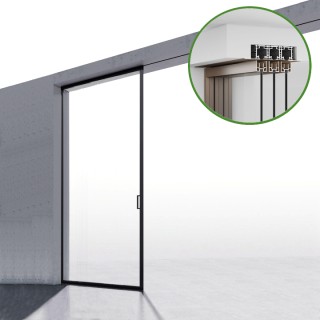 Комплект раздвижной системы Диона DSK-194.1.1 AL/BL на 1 дверь в нишу с отталкивающим механизм, алюминий/черный
