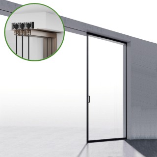Комплект раздвижной системы Диона DSK-194.1.1 AL/BL на 1 дверь в нишу с отталкивающим механизм, алюминий/черный
