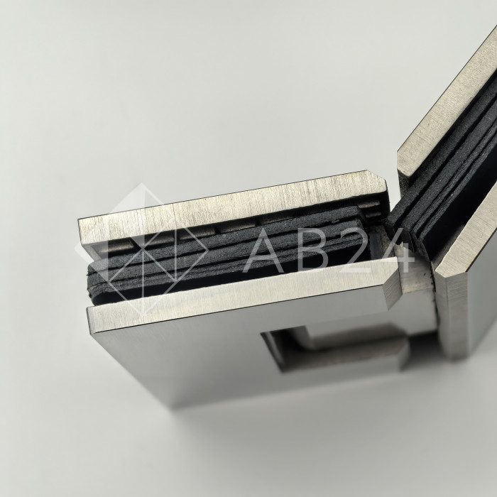 Петля Альфа FDP-14 стекло-стекло 135°, нержавейка/матовый