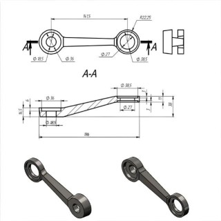 Половина У-образного спайдера FNS-001, 141 мм, нержавейка/матовый
