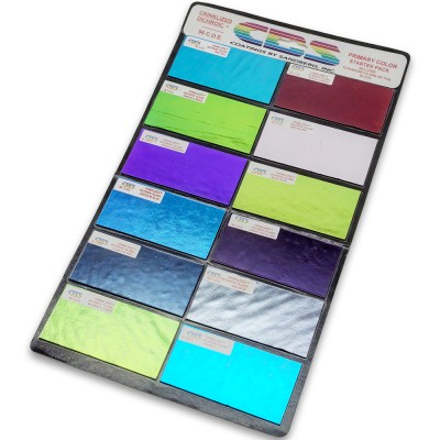 Набор дихроичного стекла для фьюзинга CBS Dichroic CRINKLIZED COE 96 на черной основе (12 шт)