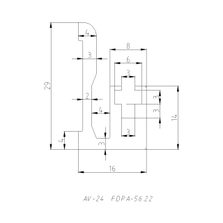 Профиль FDPA-56.25 для крепления уплотнителя к стене 8 мм, 2,5 м, алюминий/белый