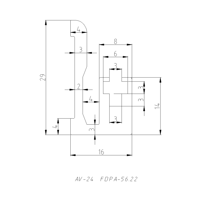 Профиль FDPA-56.25 для крепления уплотнителя к стене 8 мм, 2,5 м, алюминий/белый