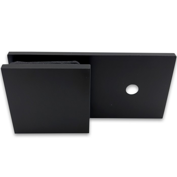 Коннектор для стекла Альфа α FDK-15, стена-стекло 180° с пластиной, нержавейка/черный