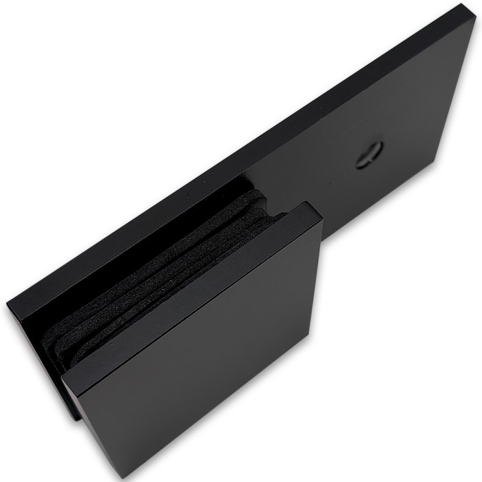 Коннектор для стекла Альфа α FDK-15, стена-стекло 180° с пластиной, нержавейка/черный