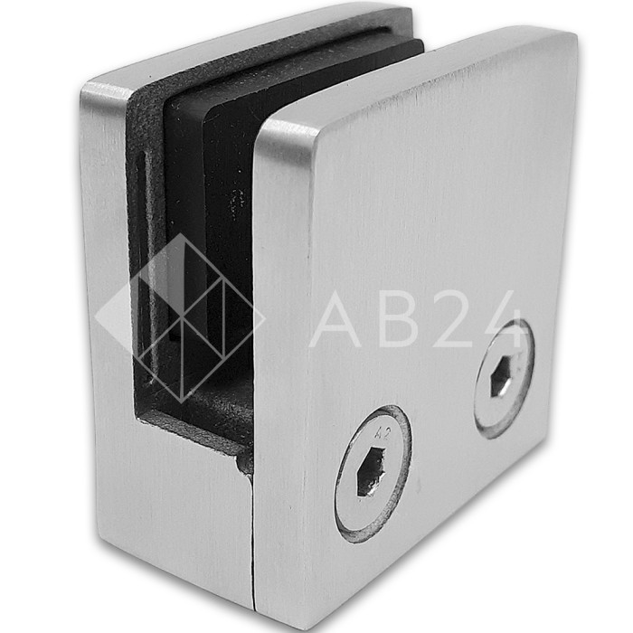 Крепление стекла FKK-83, 45х45х26 к плоской трубе или полу, литое, нержавейка/матовый