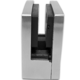 Крепление стекла FKK-83, 45х45х26 к плоской трубе или полу, литое, нержавейка/матовый