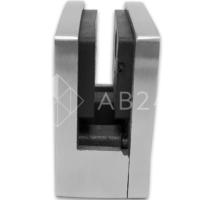 Крепление стекла FKK-83, 45х45х26 к плоской трубе или полу, литое, нержавейка/матовый