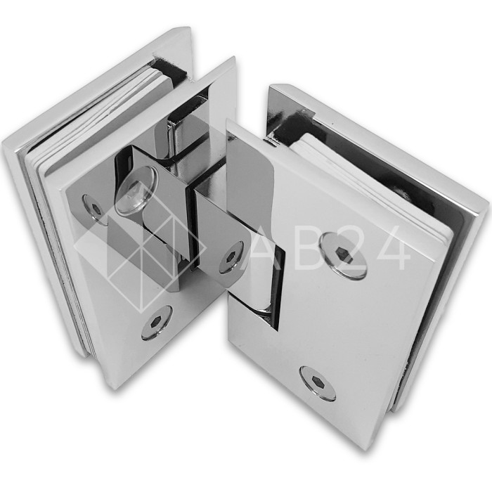 Петля Грация FDP-200 стекло-стекло с двумя осями 0°-180°, 0°+180°, латунь/хром