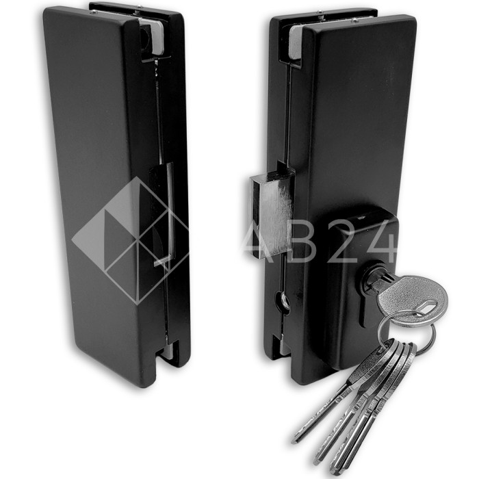 Замок FKZ-40 центральный с ответной частью ключ/ключ, нержавейка/черный