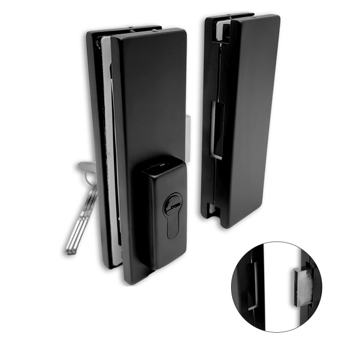 Замок FKZ-40 центральный с ответной частью ключ/ключ, нержавейка/черный