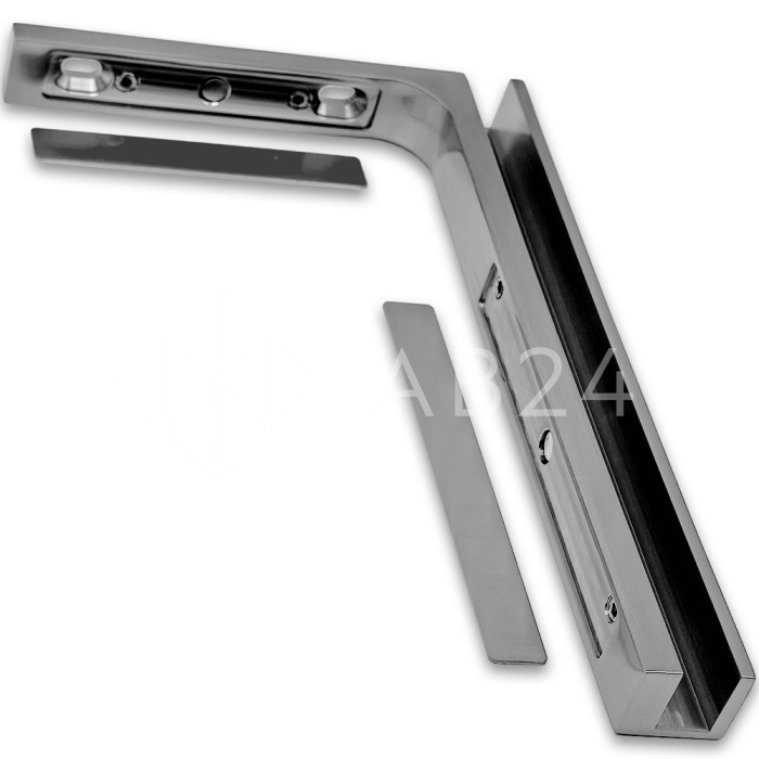 Угловой стабилизатор Диор FDK-5L стена-стекло 90˚ левый, нержавейка/матовый