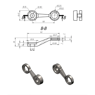 Половина I-образного спайдера FNS-002, 145 мм, нержавейка/матовый
