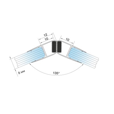 ПРЕМИУМ Уплотнитель магнитный 135°, 180° черный 3 м под стекло 8мм, FDPP-521.8