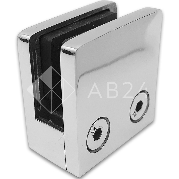 Крепление стекла FKK-83, 45х45х26 к плоской трубе или полу, литое, нержавейка/полированный