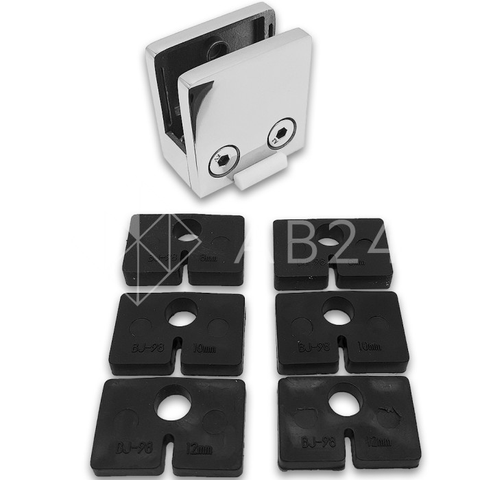 Крепление стекла FKK-83, 45х45х26 к плоской трубе или полу, литое, нержавейка/полированный